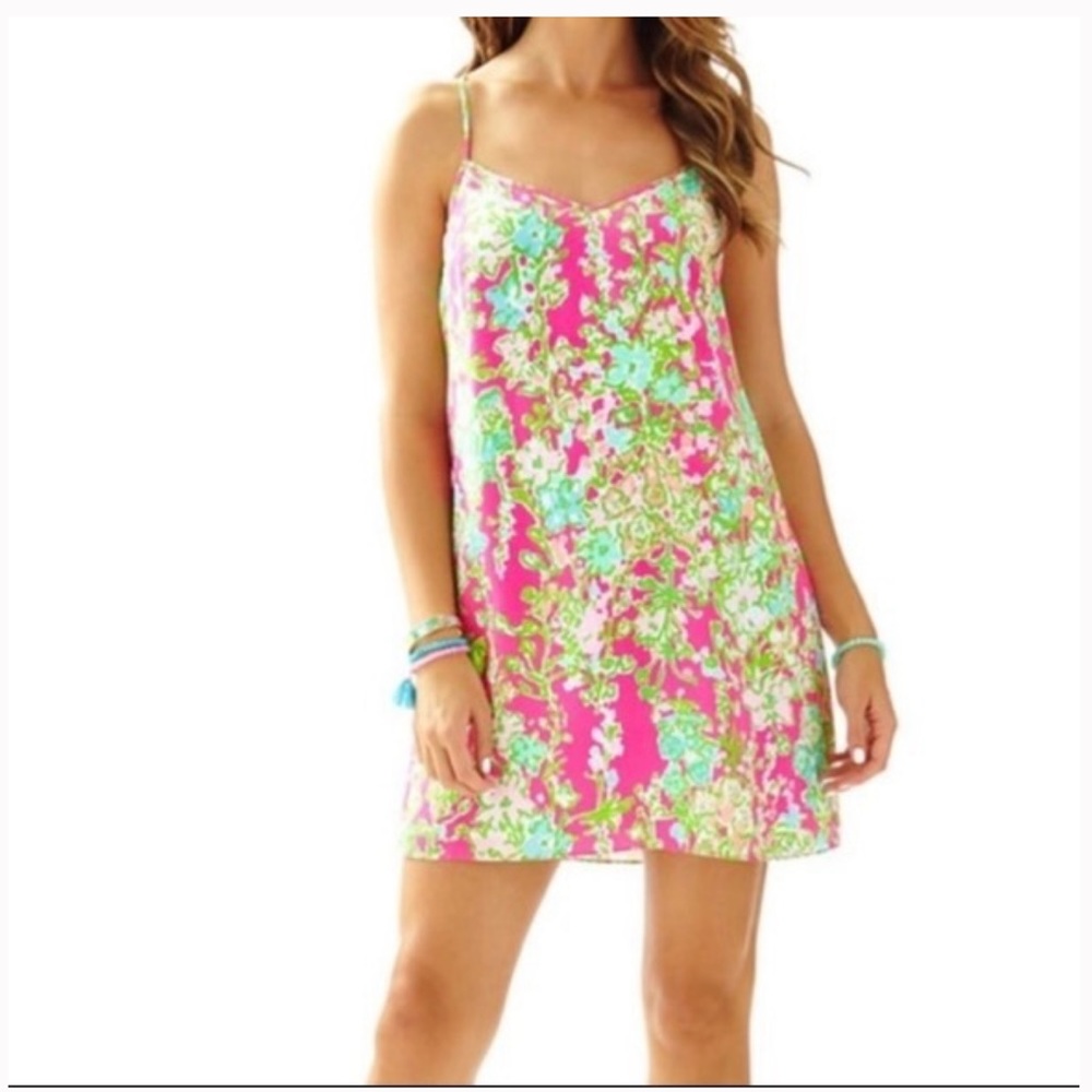 NEW Lilly Pulitzer Silk Slip Dusk Dress in Pink - NWT - Size XXS $198
